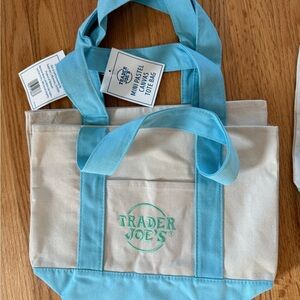 Trader Joe's Mini blue Pastel Canvas Tote Bag